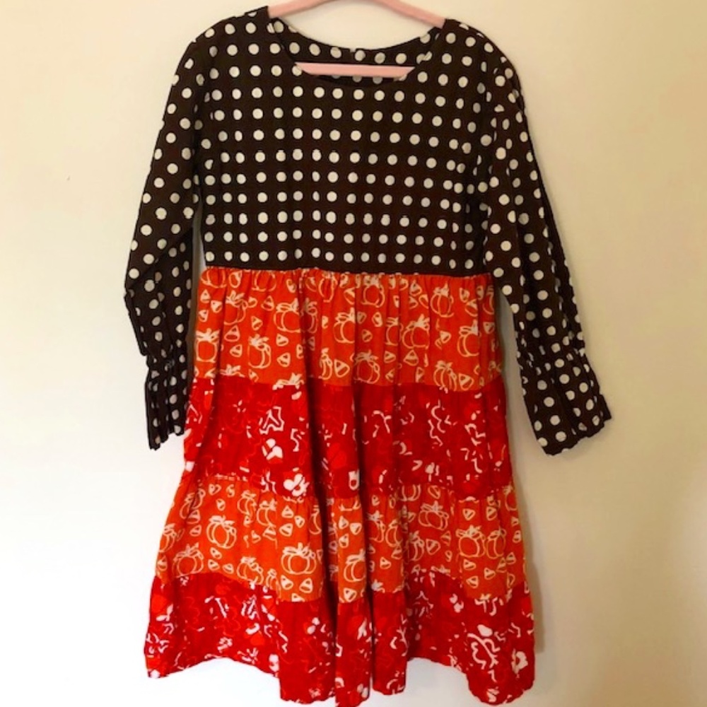 Young Colors Handmade Batik Dress, Fall Pattern, Orange/Brown, Sz 6, Lik…